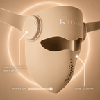 Design ergonomique et épuré du masque LED Skin Glow PRO Kalyssi couleur sable.